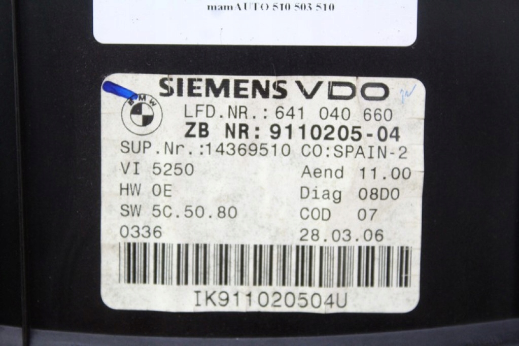 dials dials EU 9110205-04 BMW E90 E91 2.0 D 163 KM 04-10