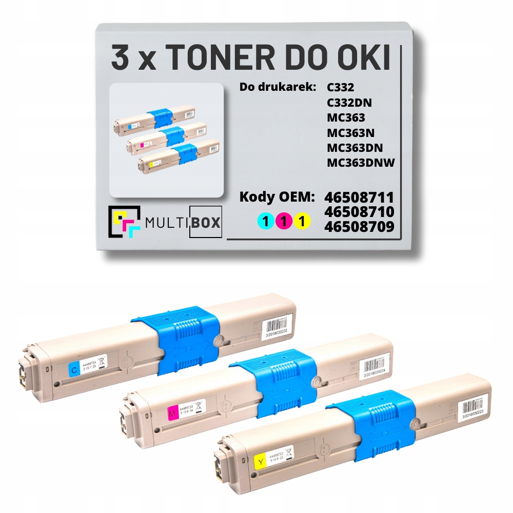 Nowy 3x Toner XL C332 MC363 Cmy do Oki C332 C332DN MC363DNW MC363DN C332DNW