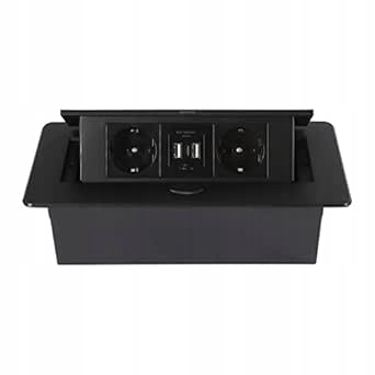 Výsuvná Stolní Zásuvka S 2x Usb-a Usb-c Černá