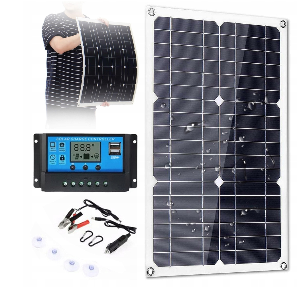 Solární Panel 20W Monokrystalický 18V Tenký 2.5 MM Pro Nabíjení Zařízení