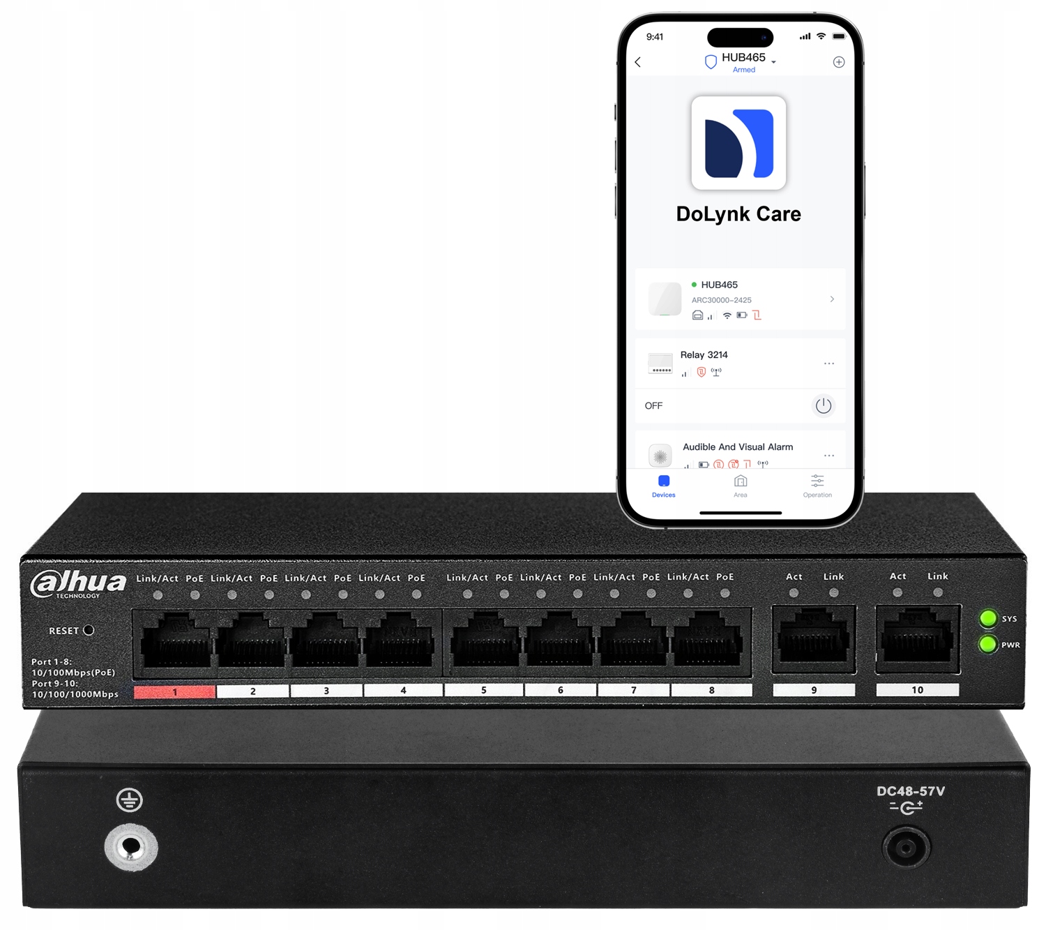 Switch PoE Dahua CS4010-8ET-60W PoE 8+2 Spravovateľný DoLynk Care Cloud
