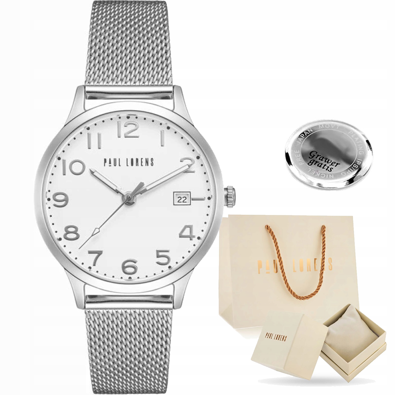 Dámské hodinky Paul Lorens Stella ciferník s čísly a datumovkou Gravírování
