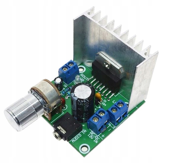 

046 Wzmacniacz audio 2x15W 12V TDA7297 Gałka