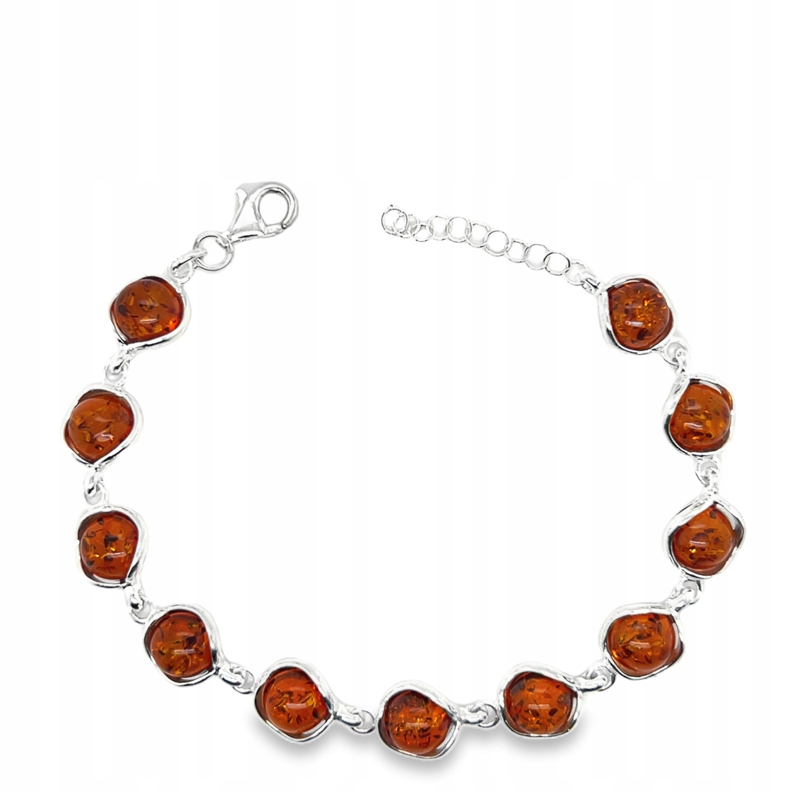 Stříbrný náramek s baltským jantarem stříbro očka Koňakový Film