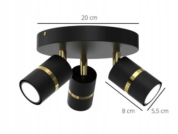 LAMPA SUFITOWA PLAFON KOŁO REGULOWANY CZARNY LED Kod producenta 1002