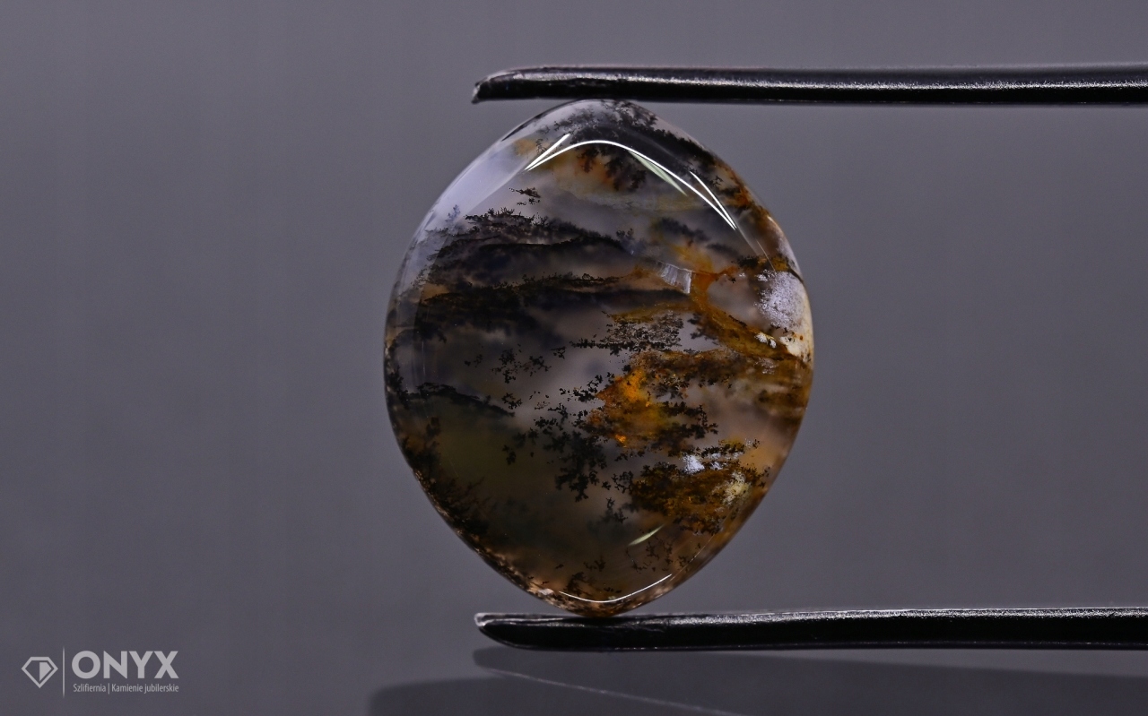 Dendritový achát z Kazachstánu mělká markýza 19x15