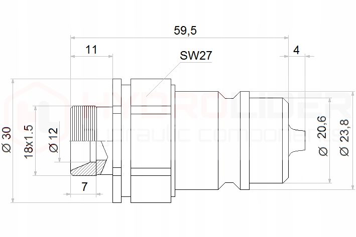 SZYBKOZŁĄCZE WTYCZKA EURO GZ M18x1.5 KR HYDROLIDER Producent części Hydrolider