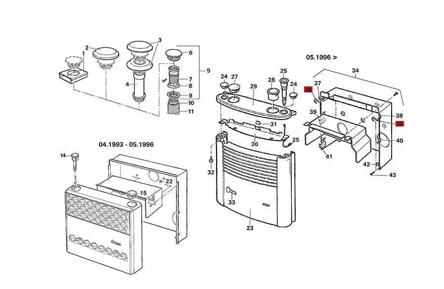Sprężyna pręt mocujący obudowę pieca Truma S3002 Marka Truma