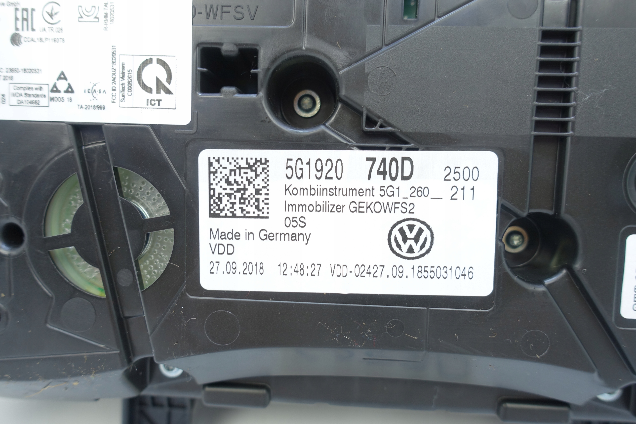 dials dials VW GOLF VII 7 5G 57046KM 5G1920740D