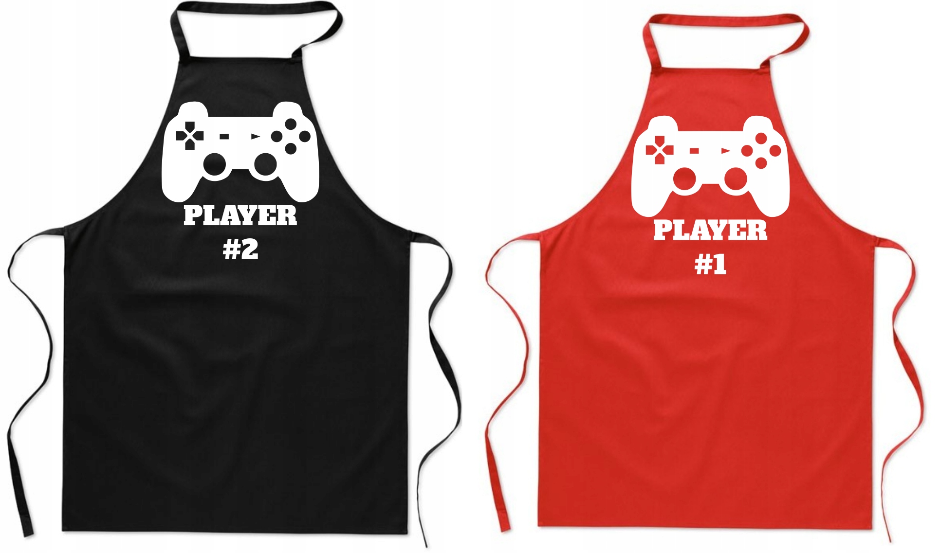Kuchyňské zástěry pro pár Valentýn Dárek Player1 Player2 pro hráče
