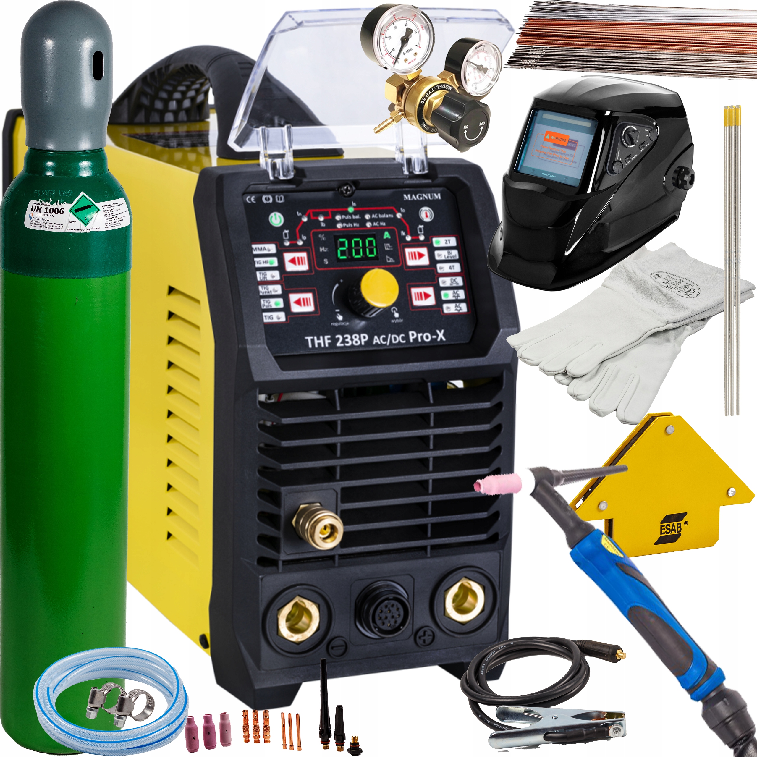 Svařovací stroj Magnum Thf 238 Pro-x Ac/dc Tig Hf Puls Igbt 200A 230V SET1