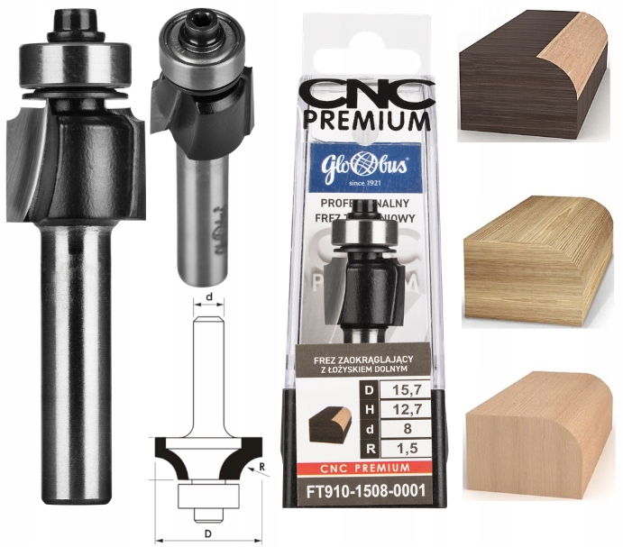 Globus Frez Zaokrąglający Łożysko R=2,0 d=8 FT910-1608-0001 Drewno Płyta