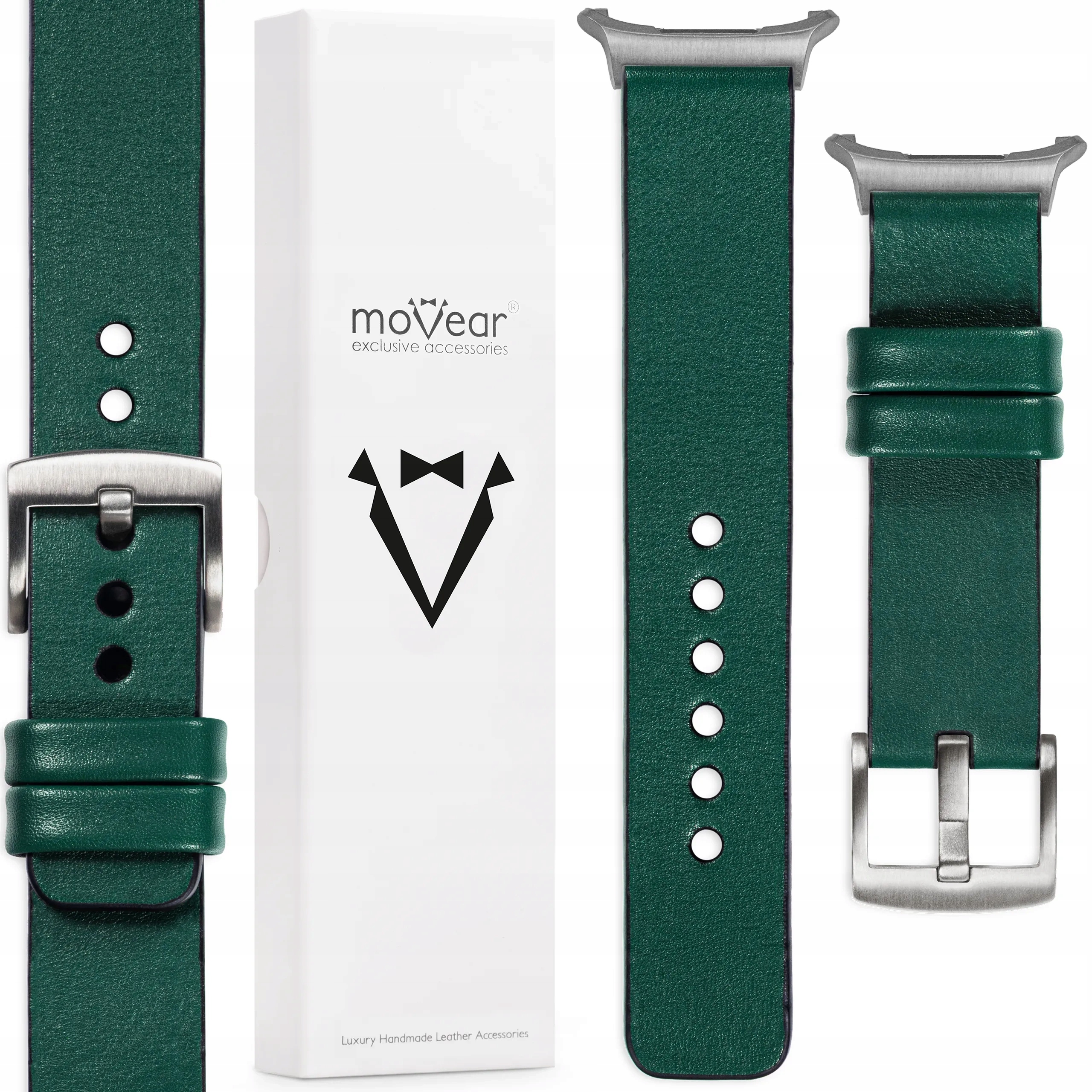 Kožený řemínek 24 mm zelený pro Samsung Galaxy Watch Ultra Movear