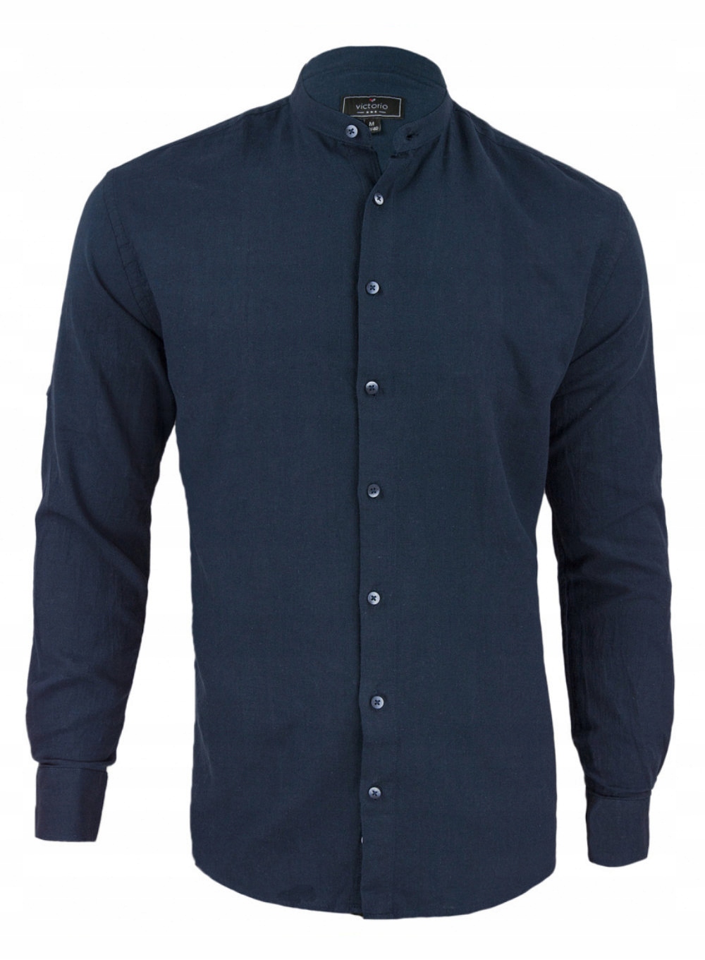 Tmavě modrá pánská košile se stojáčkem Victorio XXL