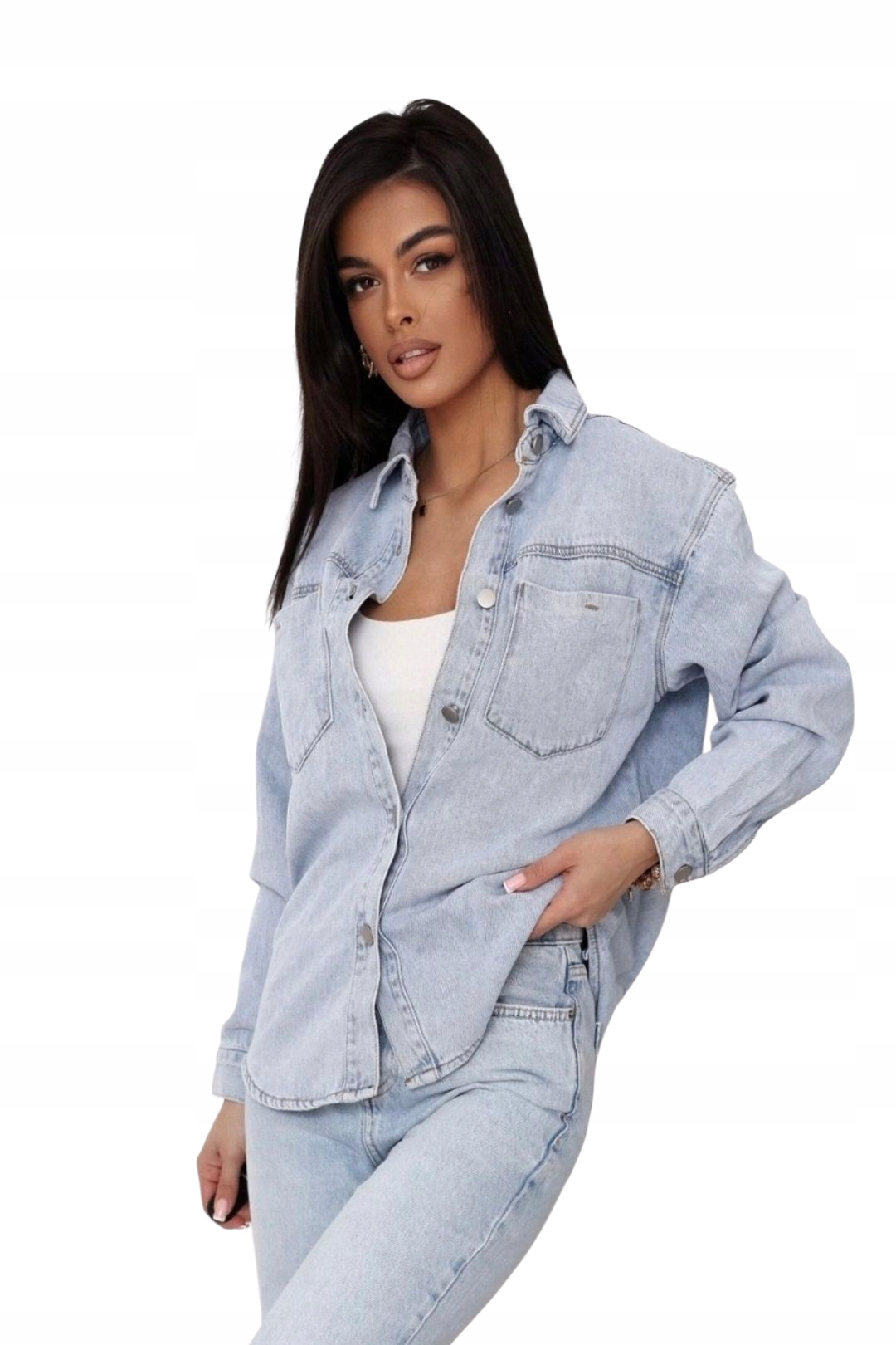 Dámská Světlá Džínová Košile S Kapsami Volná Oversize velikost S