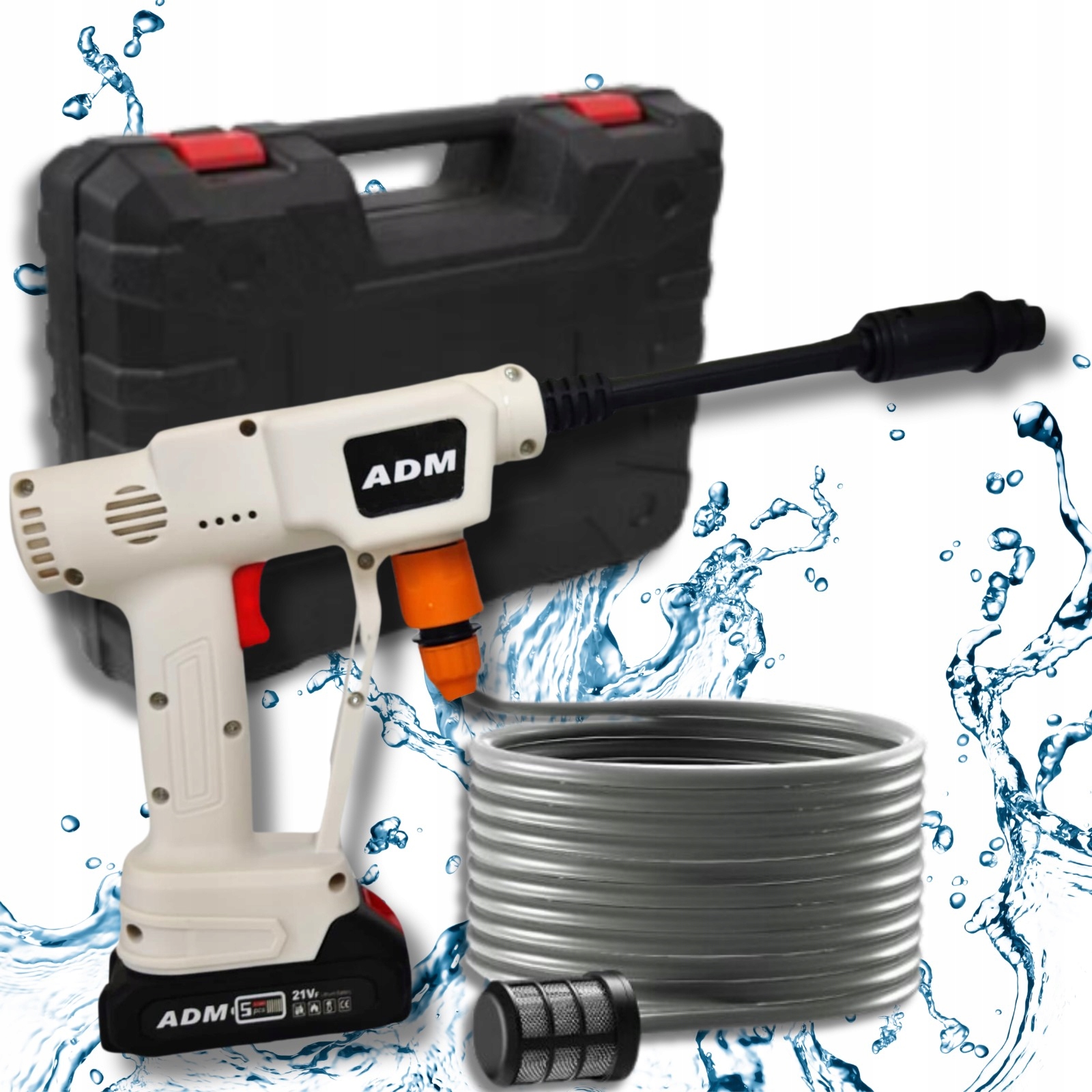 Tlaková myčka Adm bezdrátová 2 baterie 21 V bílá