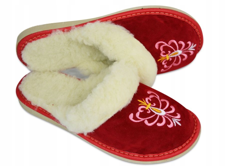 CIEPŁE PANTOFLE KAPCIE DAMSKIE SKÓRZANE GÓRALSKIE Marka Halskór-Natural