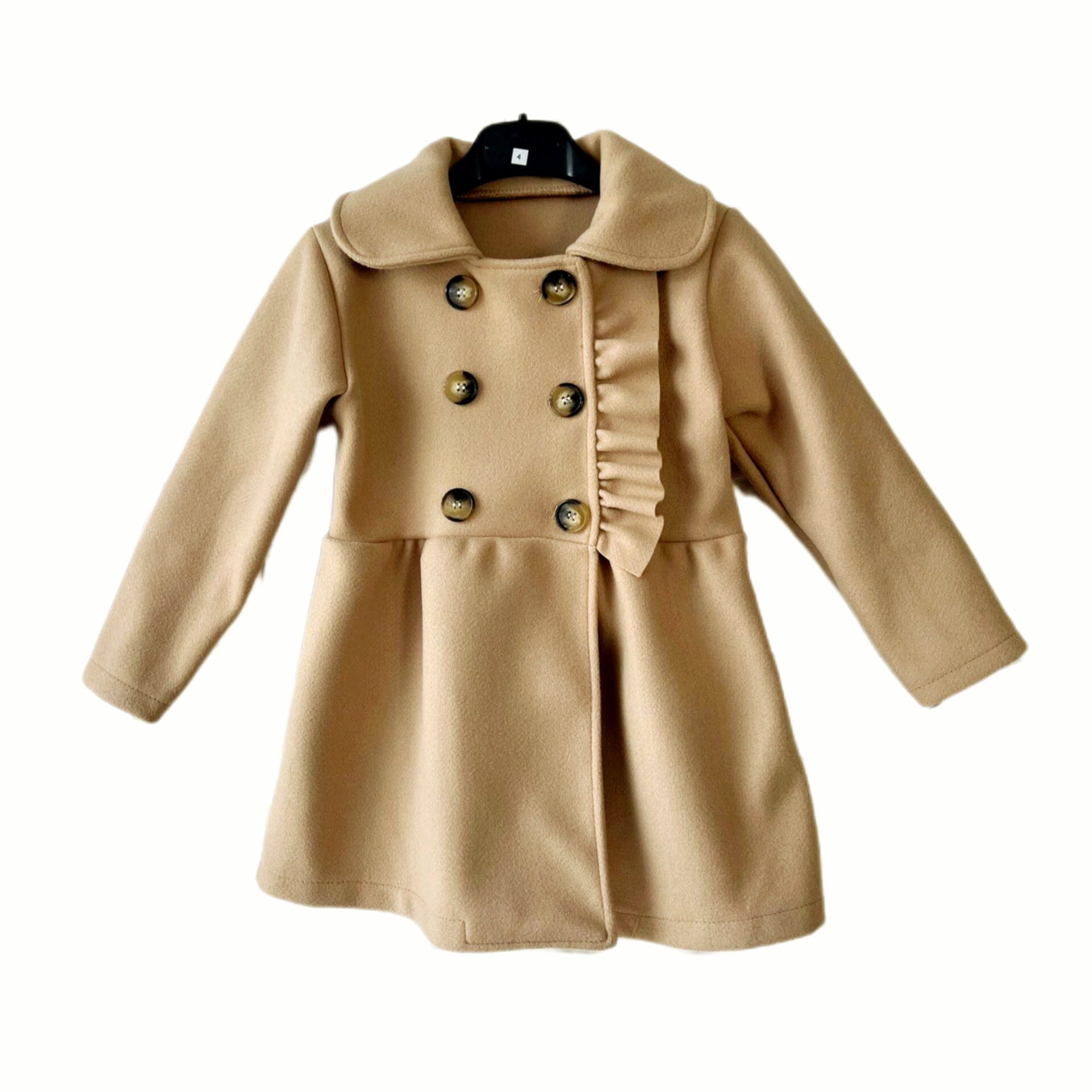 Elegantný kabát pre dievčatko 6 rokov farba béžová