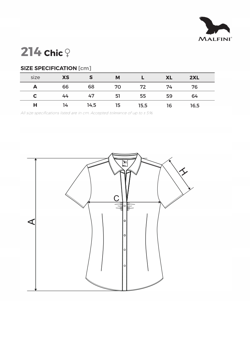 Malfini koszula damska krótki rękaw bez wzoru biały Chic 214 rozmiar S Wzór dominujący bez wzoru