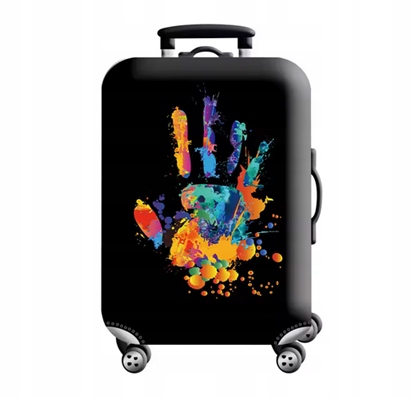 Pokrowiec Ochronny na Walizkę – Czarny z Motywem Dłoni, Rozmiar L, 60 L