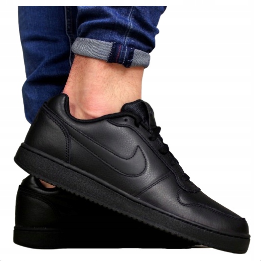 Nike Koža pánské boty Černé kožené sportovní tenisky pro každodenní práci