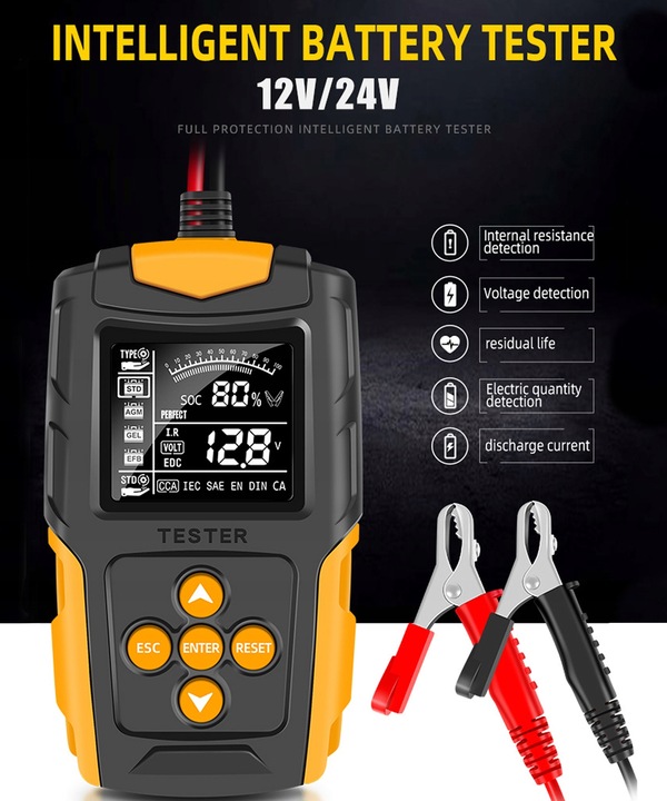 CYFROWY TESTER DO AKUMULATORÓW BATERII 12V 24V FOXSUR FBT200 3Ah - 200Ah EAN (GTIN) 5904310265201
