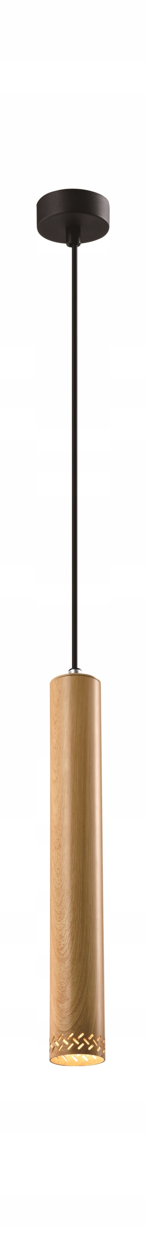 Závěsná lampa tuba Tubo černá-dřevěná jednoduchá 90 cm GU10