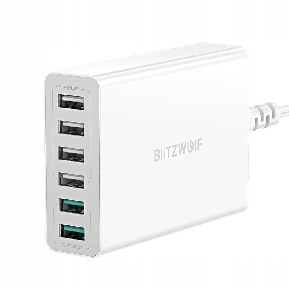 BLITZWOLF ŁADOWARKA SIECIOWA EU 6XUSB UNIWERSALNA 4800 MA 5 V QC 3.0 60W