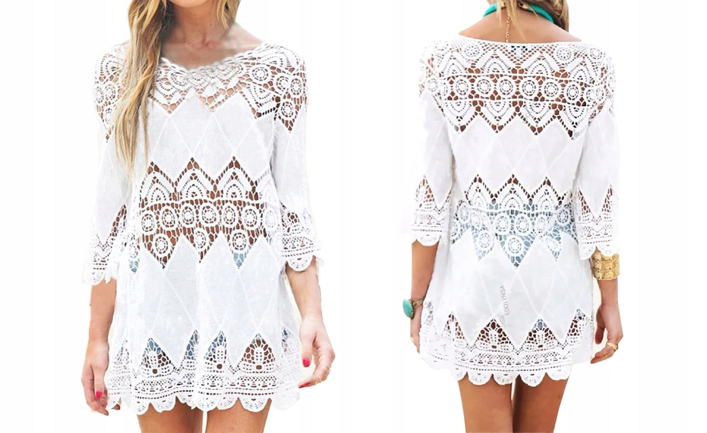 

Pareo Tunika Plażowa Koronkowa Ażurowa Boho