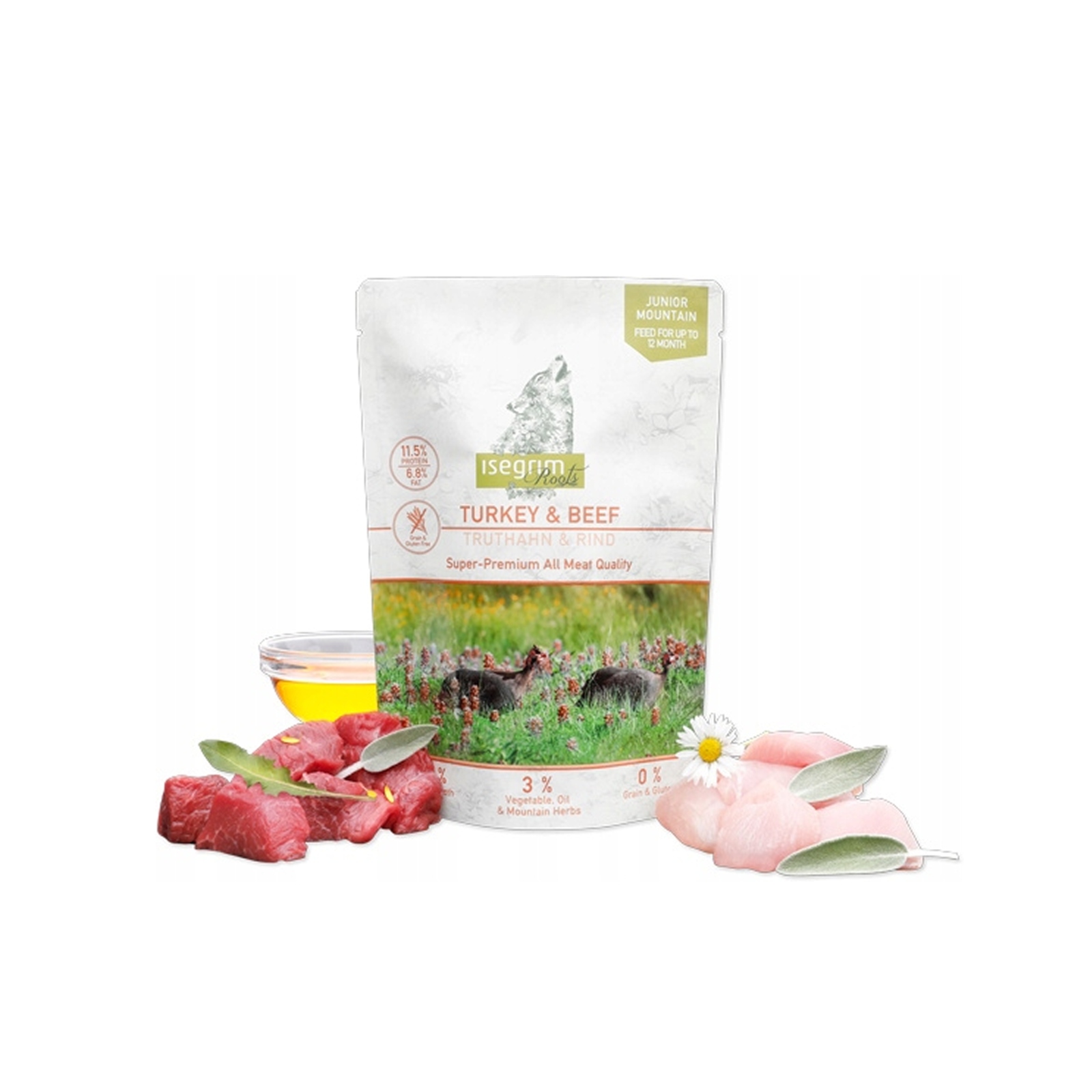 Levně Isegrim Premium roots Vlhké krmivo pro psy Junior Krůta Hovězí 24x410 g