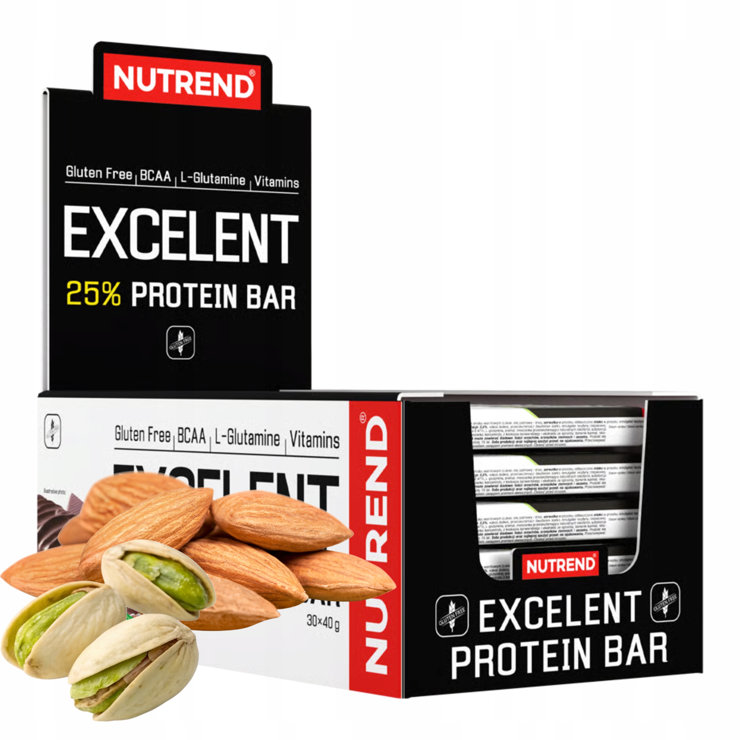 Proteinová Tyčinka Excelent Protein Bar x30 Mandlový protein Pistácie Nutrend