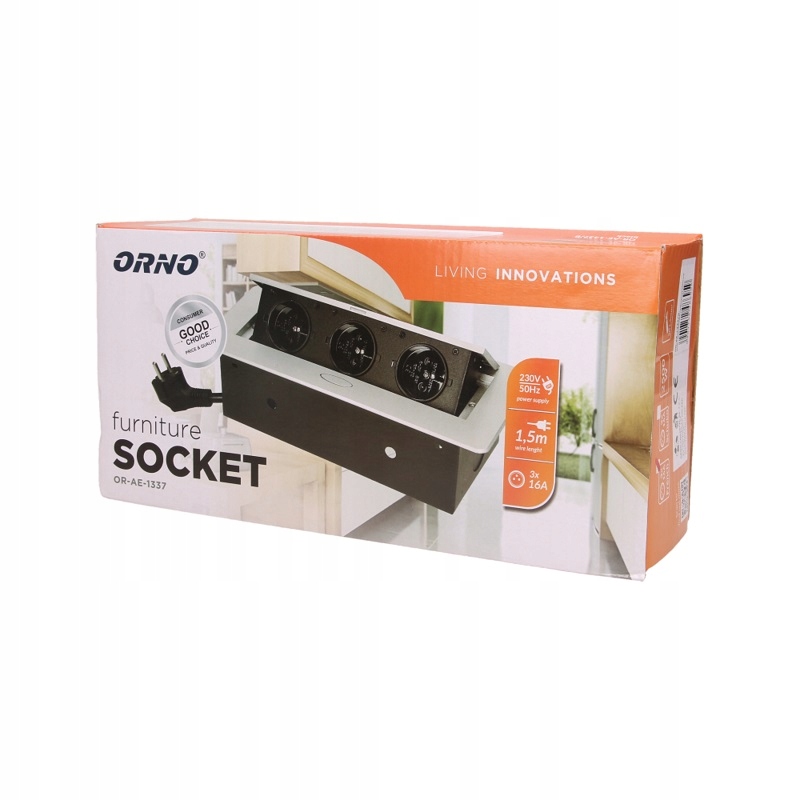 Zásuvky Zapuštěné Do Pracovní Desky 3X2P+Z Černé, Moderní, Silné