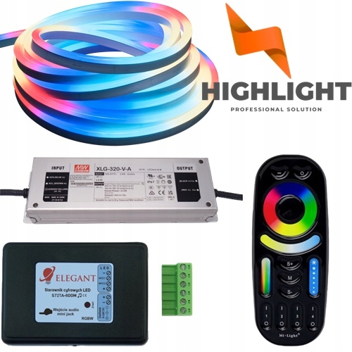 20m sada s animáciami Neon Flex Rgb+nw 14.4W/24V TM1814 hudobná sada