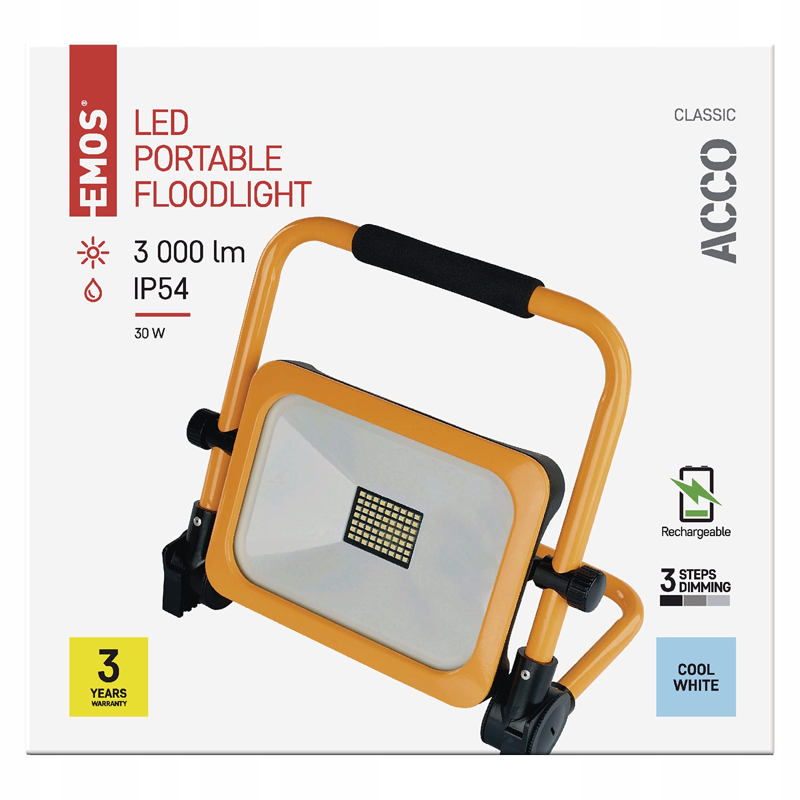 EMOS LED Akumulatorowy Reflektor 30W Przenośny Budowlany IP54 3000lm 6500K — miniatura 2