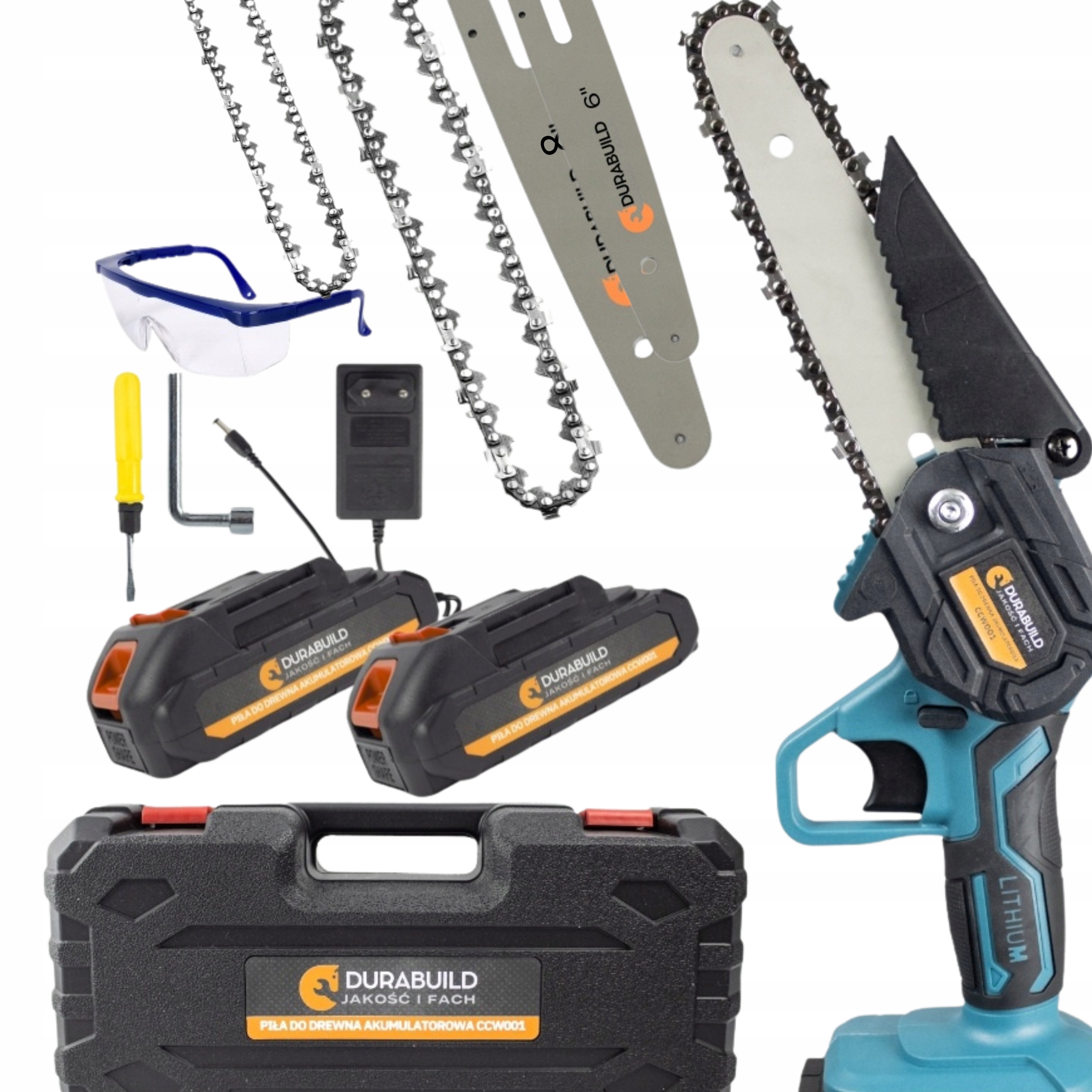Piła Łańcuchowa Akumulatorowa 6" 4" Pilarka Do Gałęzi 2x Aku 21V Gałęziówka