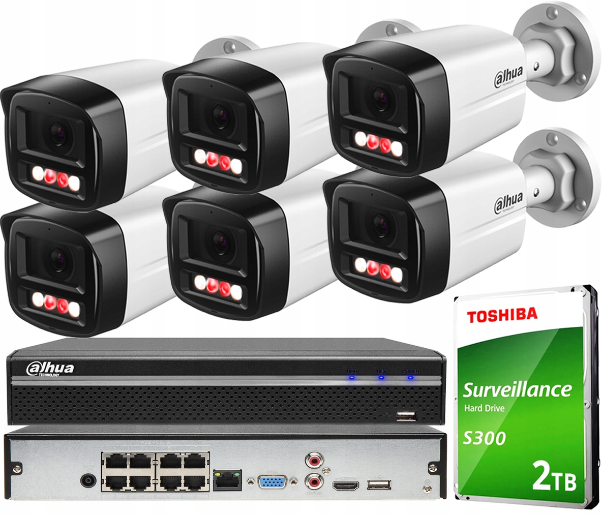 Sada na monitorovanie Ip Dahua 6 kamier 4Mpx rekordér 8CH PoE Hdd 2TB