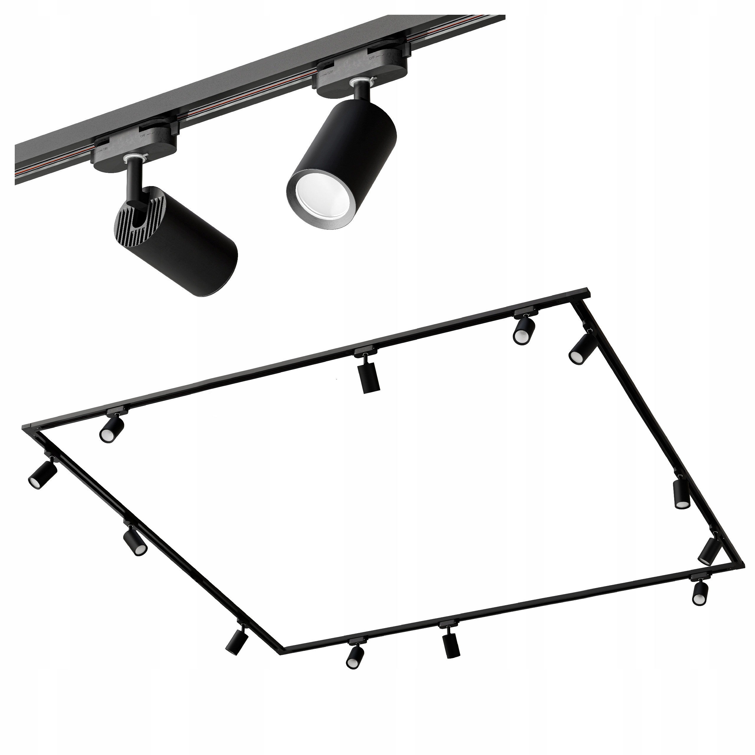 Sada kolejnicová lišta 4x 2 m 12 x Halogenové Led svítidlo GU10 Spotová lampa