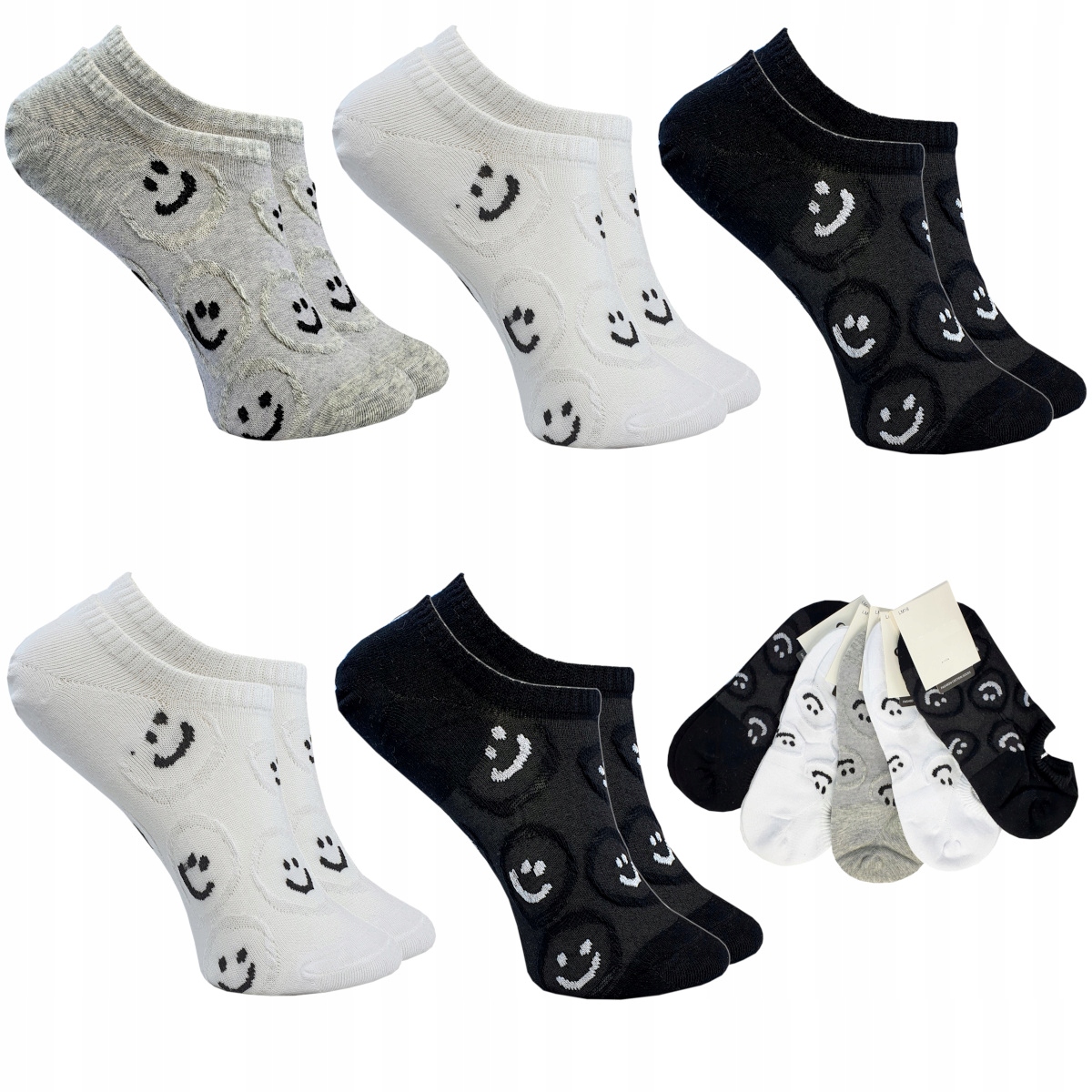 

5x Stopki Damskie Kolorowe Bawełna Skarpetki