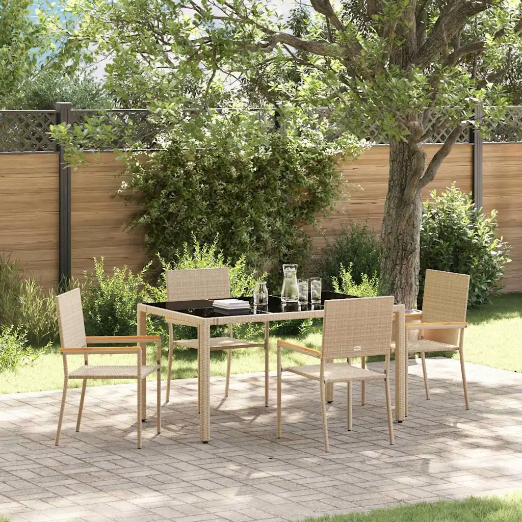 vidaXL Zahradní jídelní souprava 5 pcs Béžová polyratan