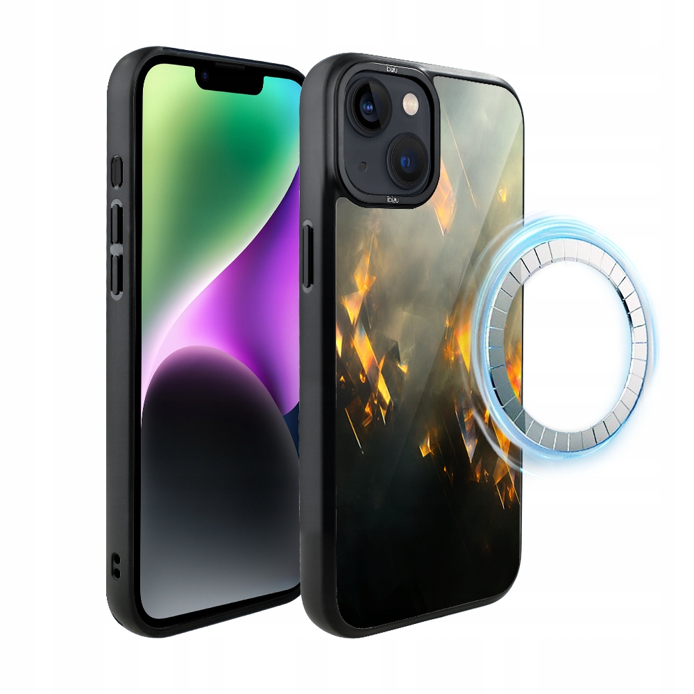 Matný Pouzdro Ibizu DropGuard pro iPhone 14 s MagSafe, zlaté jiskry