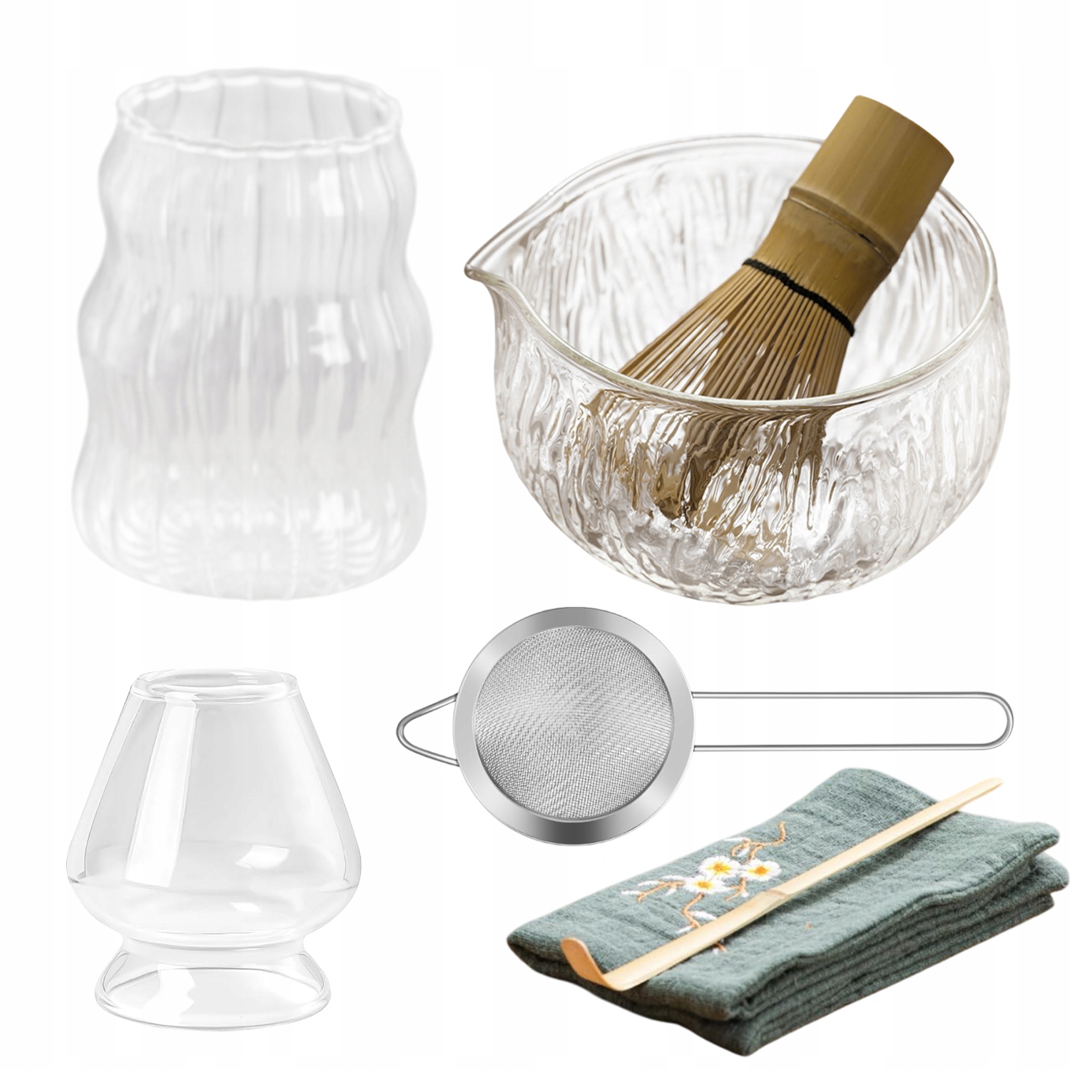 Levně Sada Na Čaj Matcha Ceremoniální Šálek Metla Stojan 7V1 Dárek