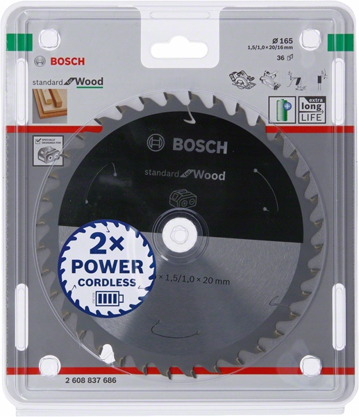 Bosch Pila Standard Wood Accu 165x20x36z