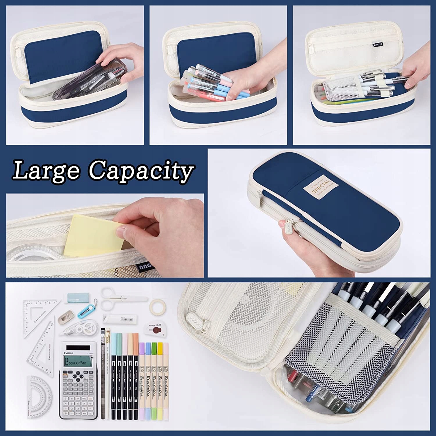 Duża pojemność Etui na ołówek,granatowy Marka inna