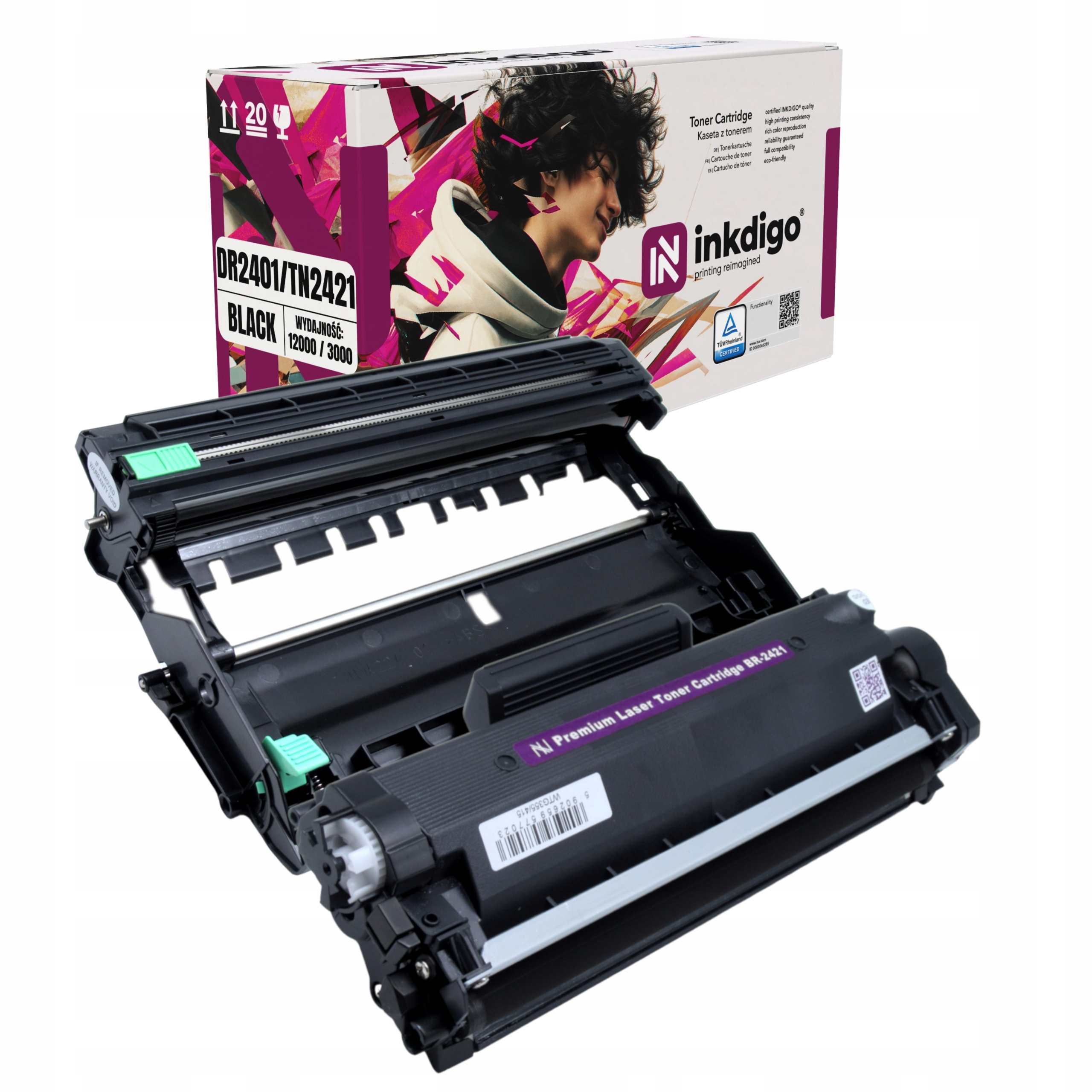 Toner TN2411 i Bęben DR-2401 do Drukarki Brother HL-L2312D HL-L2352DW