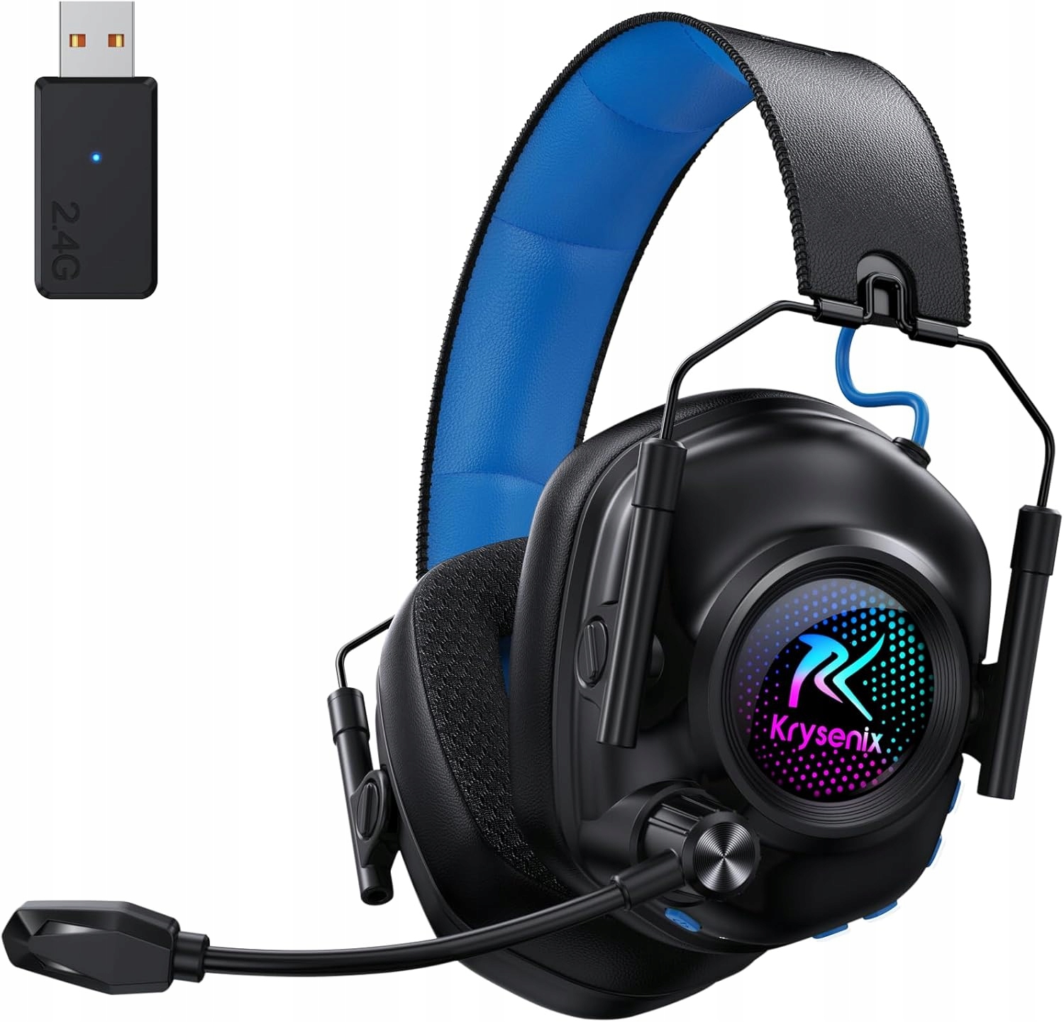 Słuchawki Bezprzewodowe Gamingowe 2.4G Bluetooth PS5 Pc Rgb Krysenix KGH2