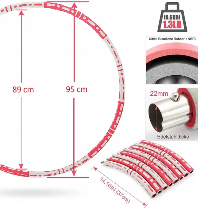 HULA HOP ODCHUDZAJĄCE SKŁADANE Z MASAŻEREM 95cm Średnica 88 cm