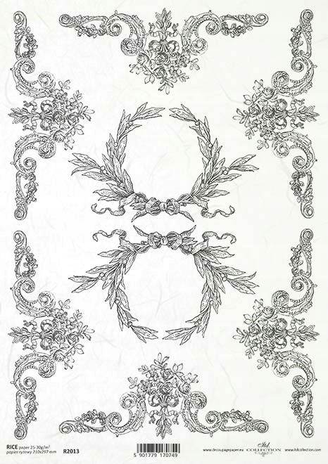 Papier Ryżowy R2013 z włoskami A4 shabby chic