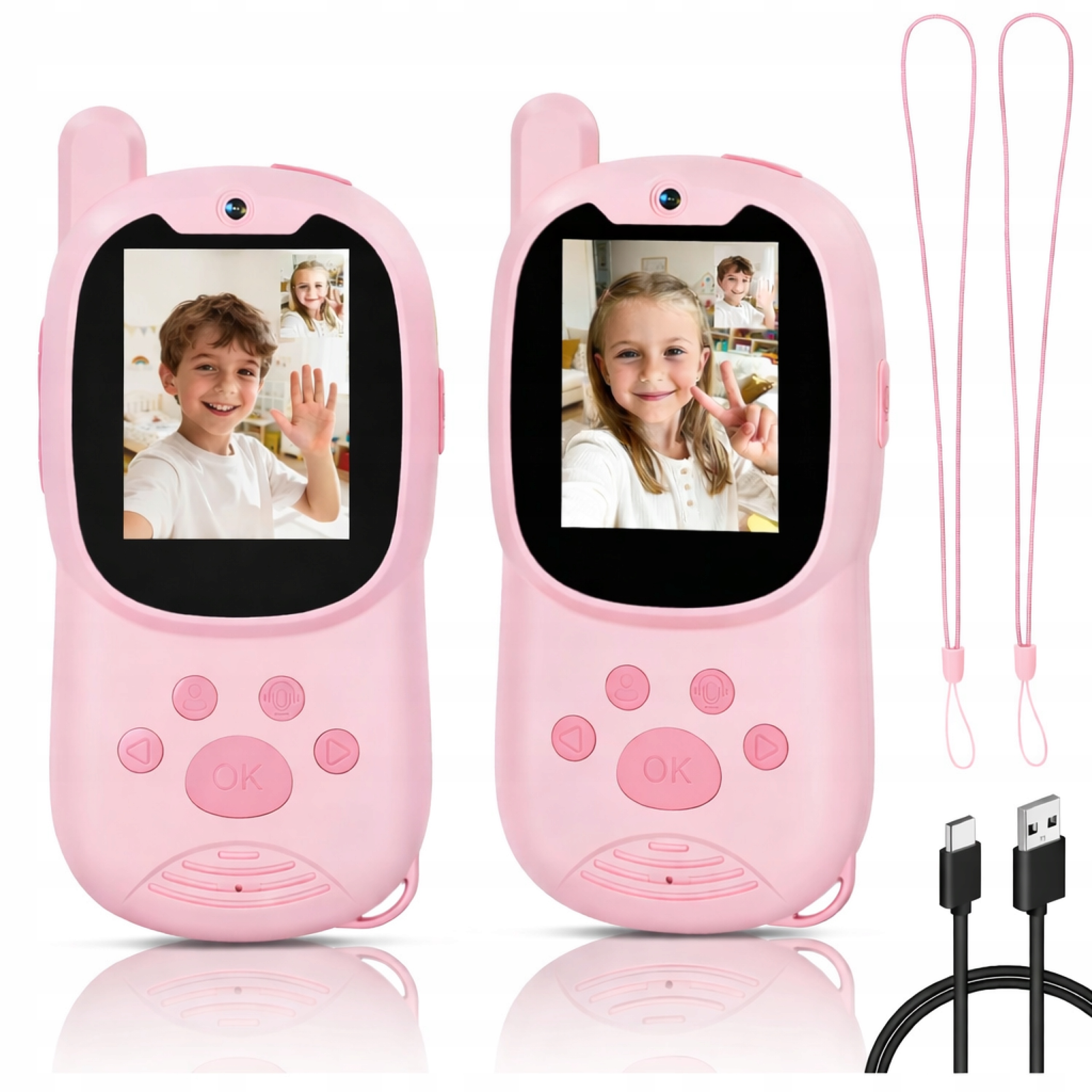 2x WALKIE TALKIE DLA DZIECI ZESTAW 2 KRÓTKOFALÓWKI ŁOKI TOKI 2 SZT Z KAMERĄ