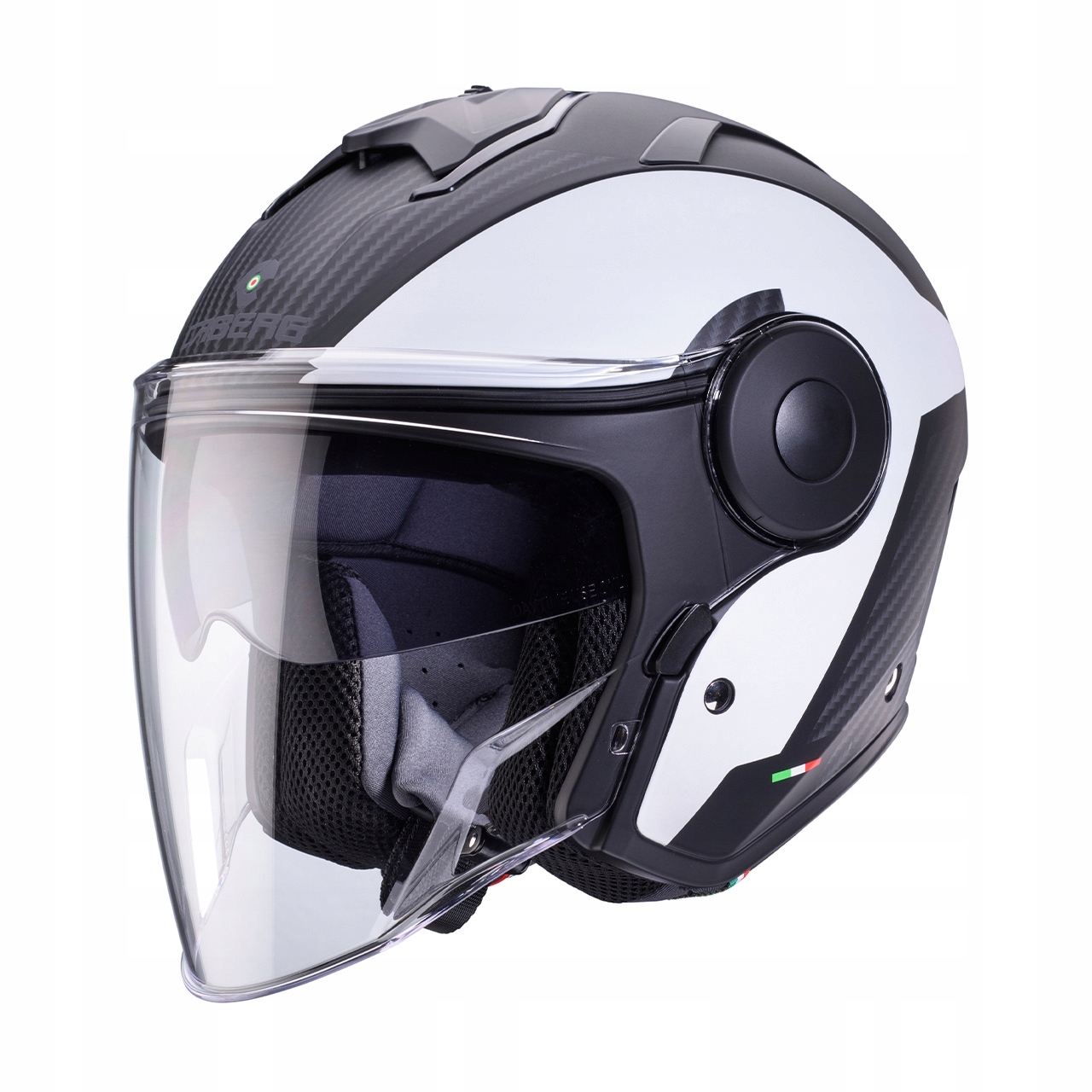 Caberg Otvorená Prilba Jet S Blendou Model Soho Milano Farba Biela/čierna Mat R