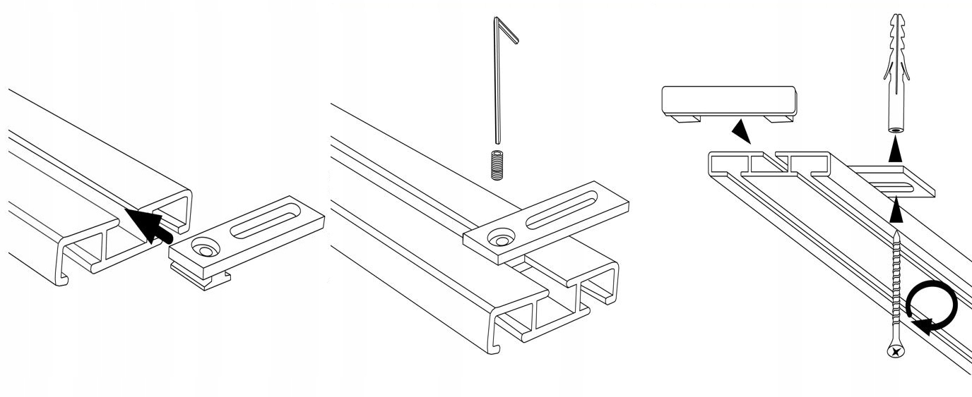 WSPORNIK METALOWY SZYNY SUFITOWEJ ALUMINIOWEJ SLIM POJEDYNCZEJ I PODWÓJNEJ Marka RENA